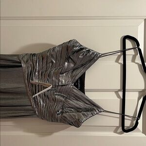 Retrofete Everly Jumpsuit Silver Metallic Dress NWT